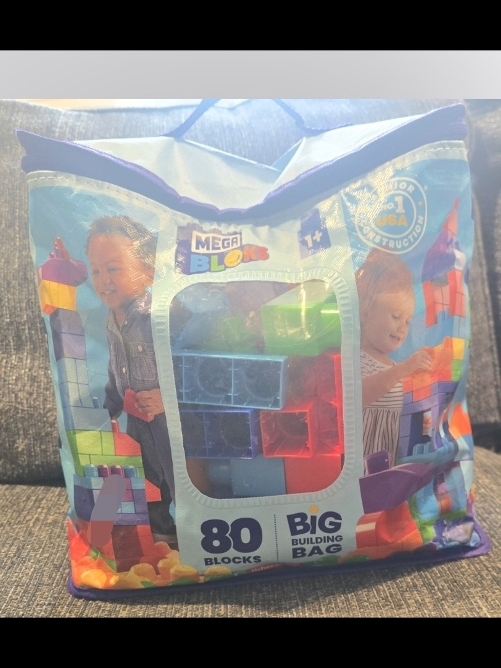 Mega Bloks 80-Piece Building Bag — Bright Multi-Color Blocks